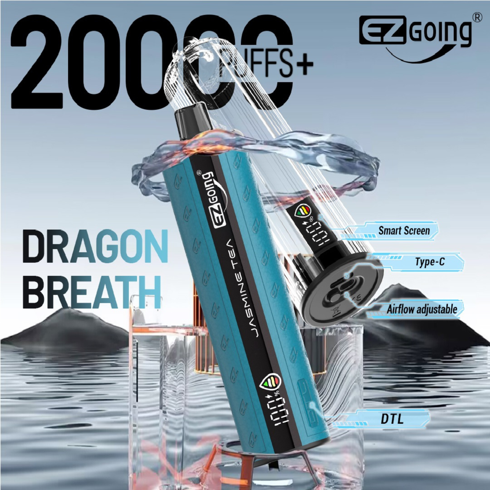 EZ GOING DTL 20000 Puffs Adjustable Airflow Disposable Vape E-Shisha 5% 50mg NIC