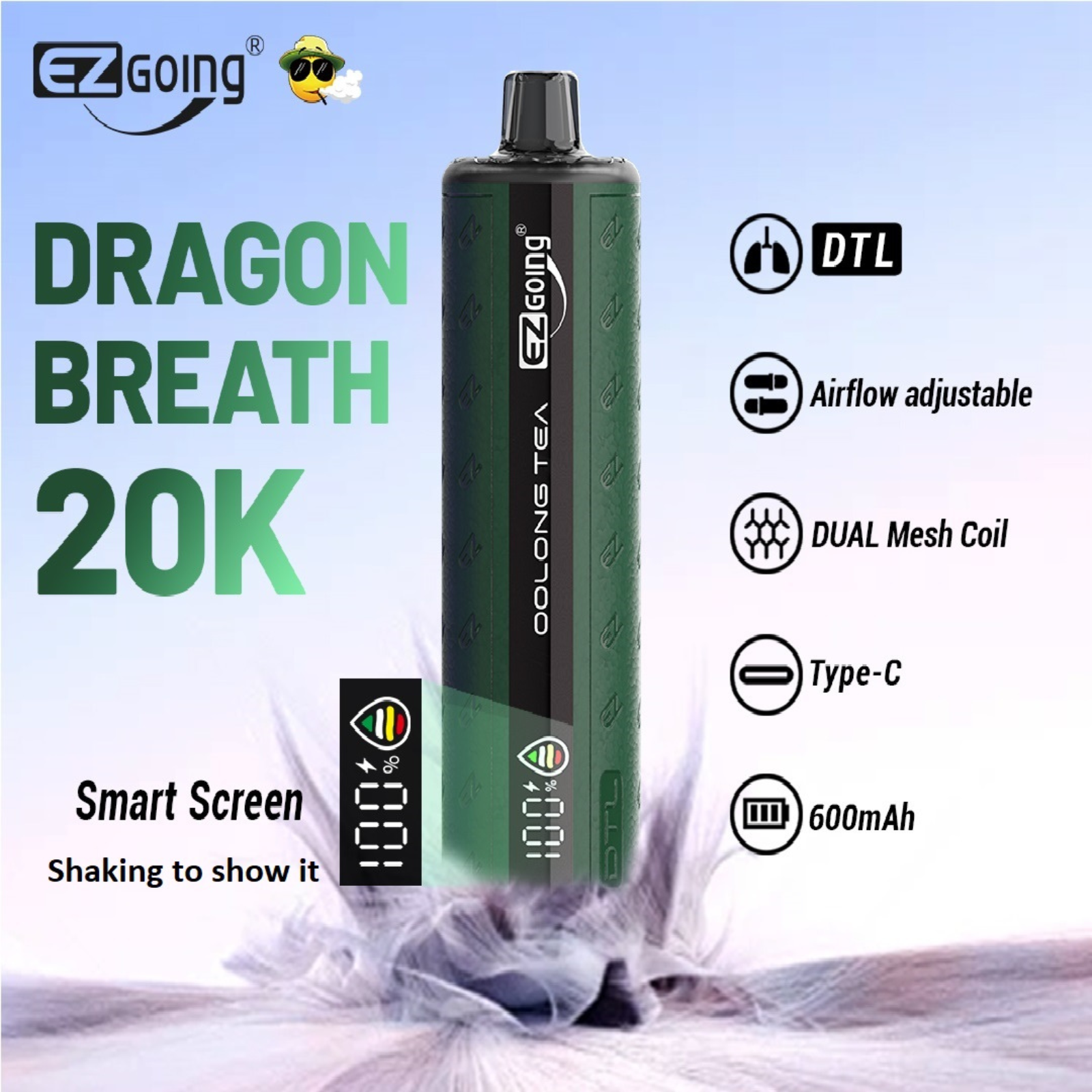 EZ GOING DTL 20000 Puffs Adjustable Airflow Disposable Vape E-Shisha 5% 50mg NIC