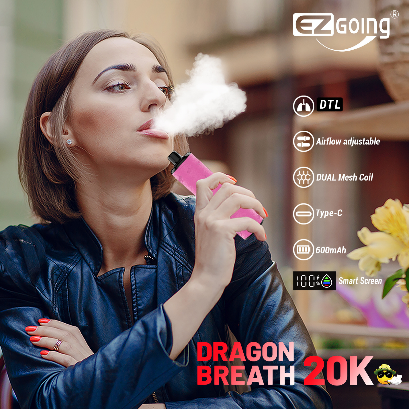 EZ GOING DTL 20000 Puffs Adjustable Airflow Disposable Vape E-Shisha 5% 50mg NIC