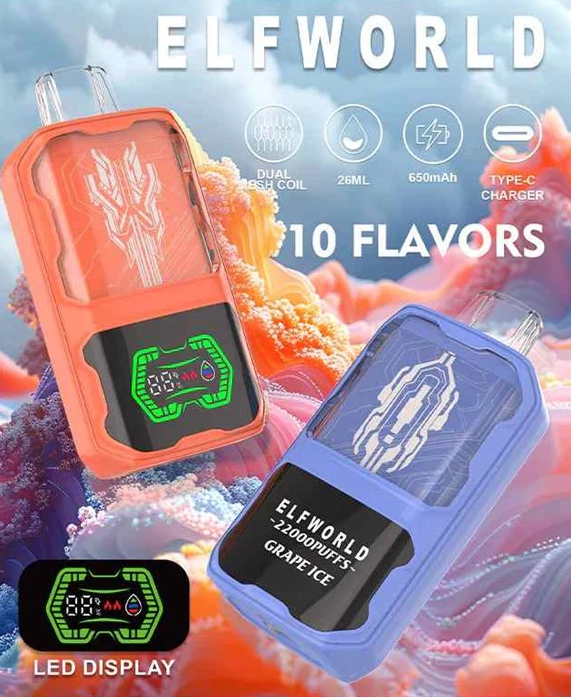 Elf World AI 22000 Puffs Screen Display Disposable Vape 2% 20mg Nic and 5% 50mg Nic