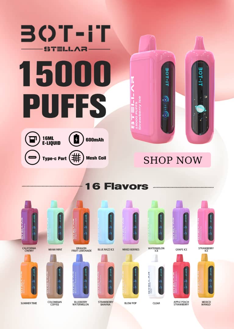 BOT IT Stellar 15000 Puffs Disposable Vape 5% 50mg Nic 5 Flavors