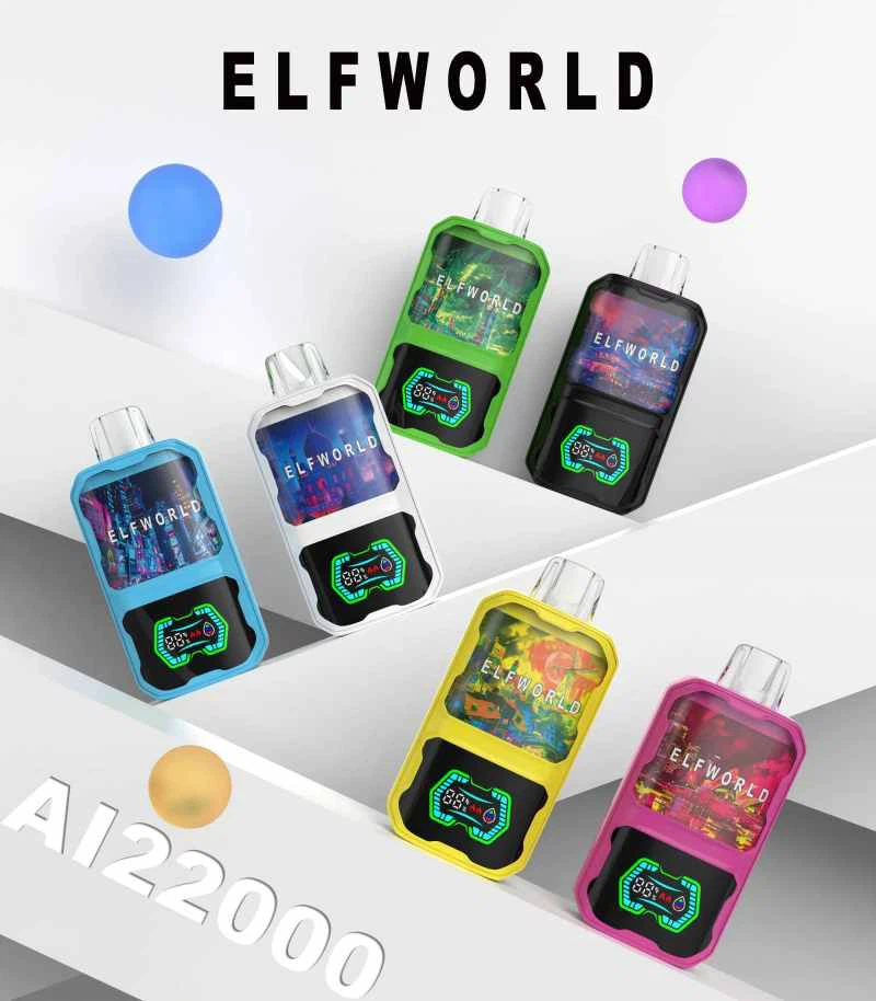 Elf World AI 22000 Puffs Screen Display Disposable Vape 2% 20mg Nic and 5% 50mg Nic