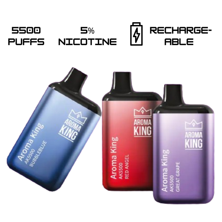 Aroma King AK5500 Metallic Disposable Vape 5500 Puffs 5% 50mg Nic 20 Flavors