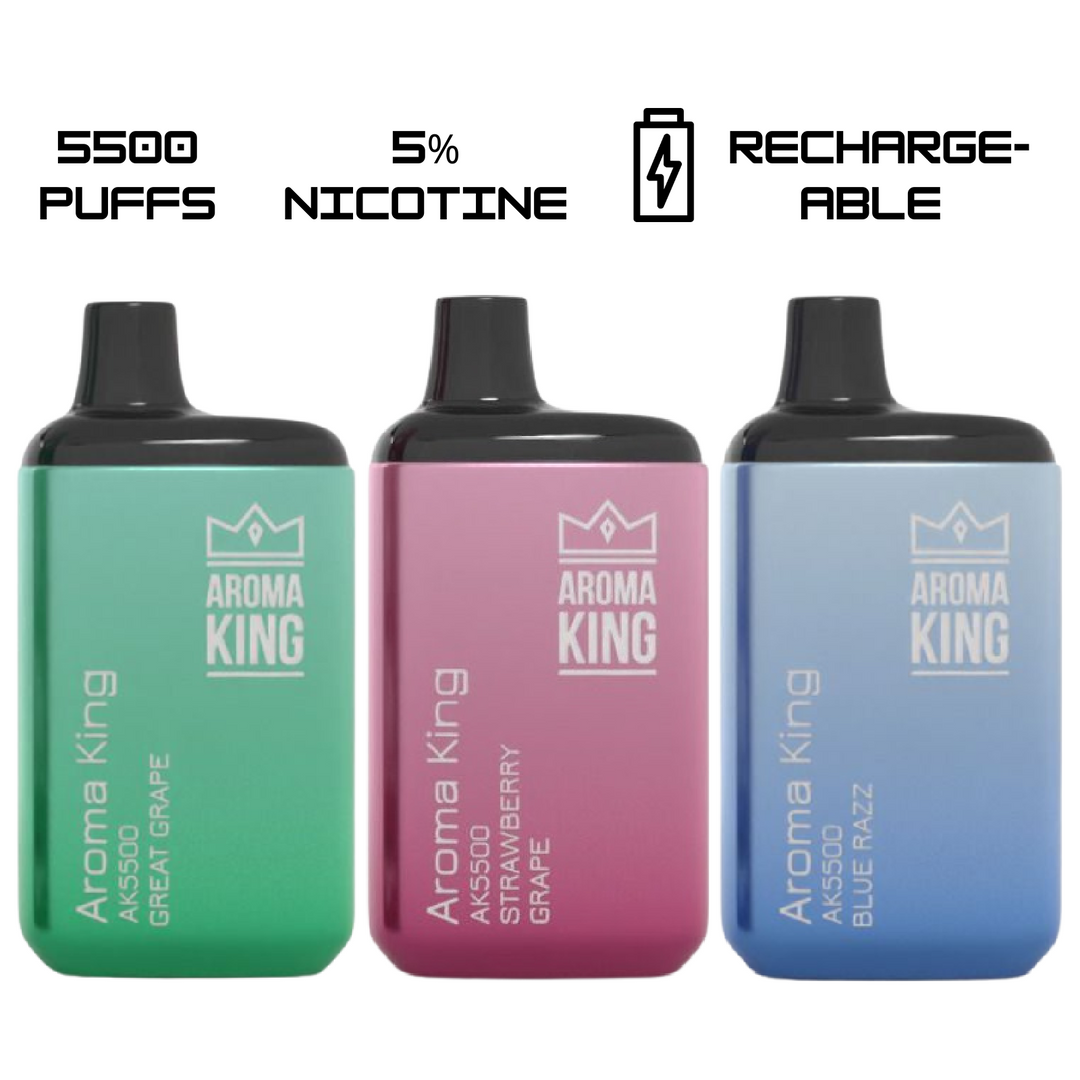 Aroma King AK5500 Metallic Disposable Vape 5500 Puffs 5% 50mg Nic 20 Flavors