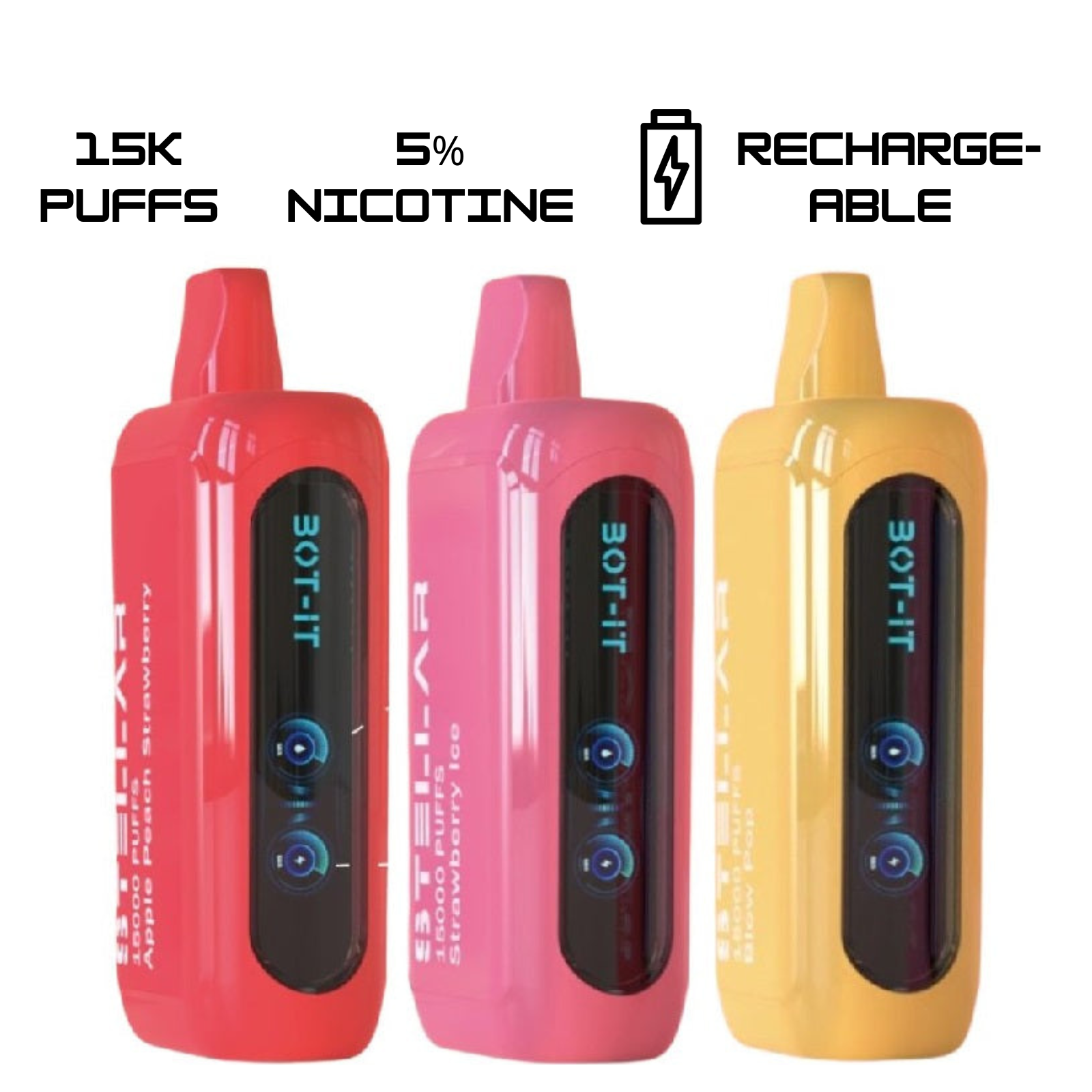 BOT IT Stellar 15000 Puffs Disposable Vape 5% 50mg Nic 5 Flavors