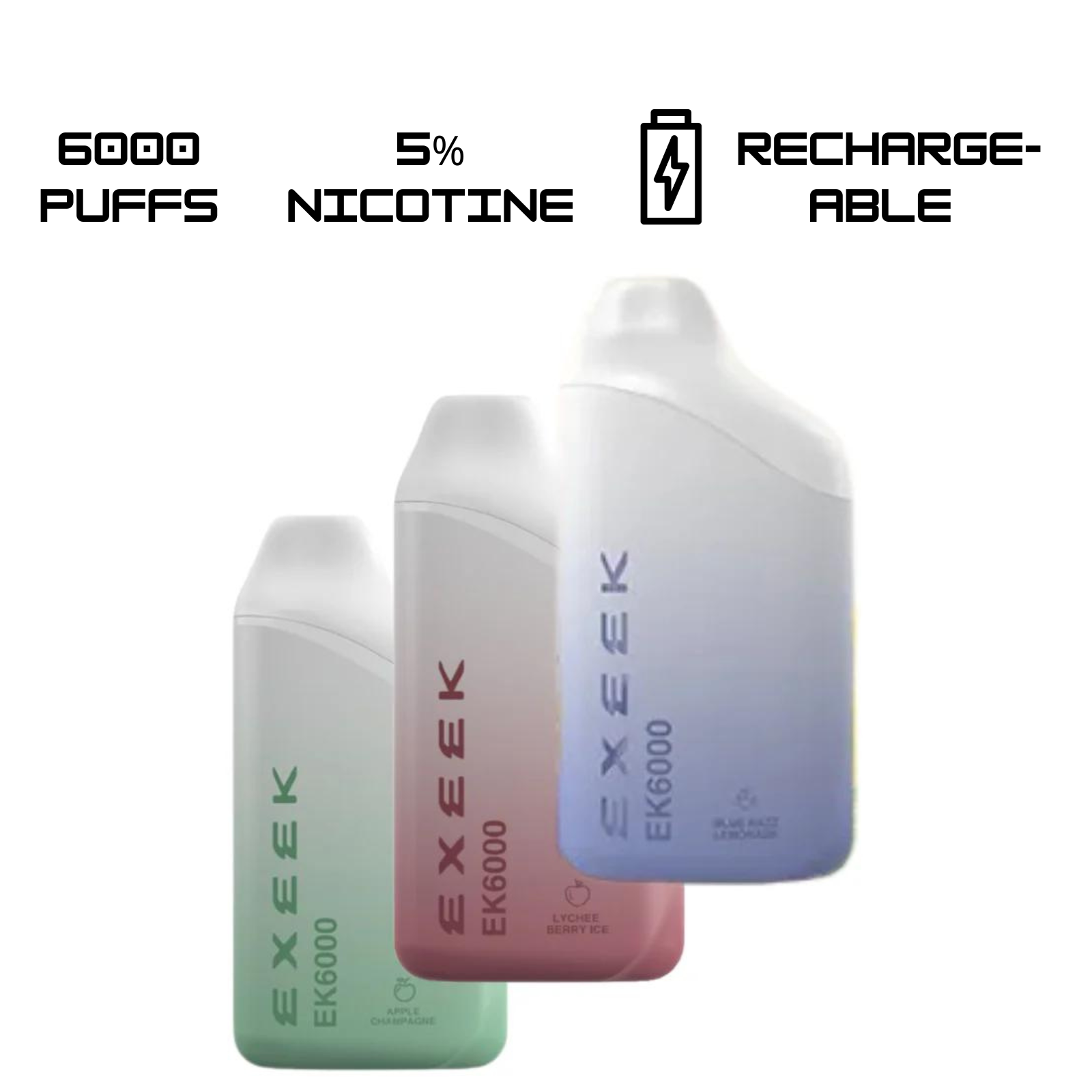 Exeek EK6000 Disposable Vape 6000 Puffs 5% 50mg Nic 4 Flavors