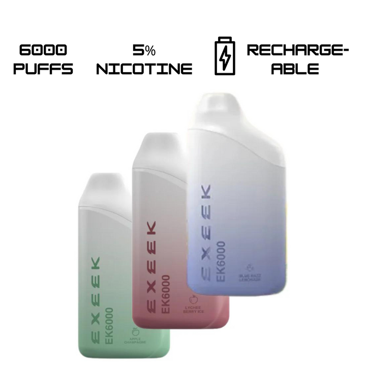 Exeek EK6000 Disposable Vape 6000 Puffs 5% 50mg Nic 4 Flavors