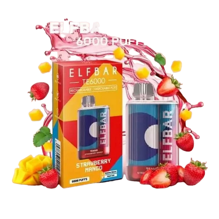 Elf Bar TE6000 Disposable Vape 6000 PUFFS 5% 50mg Nic 6 Flavors