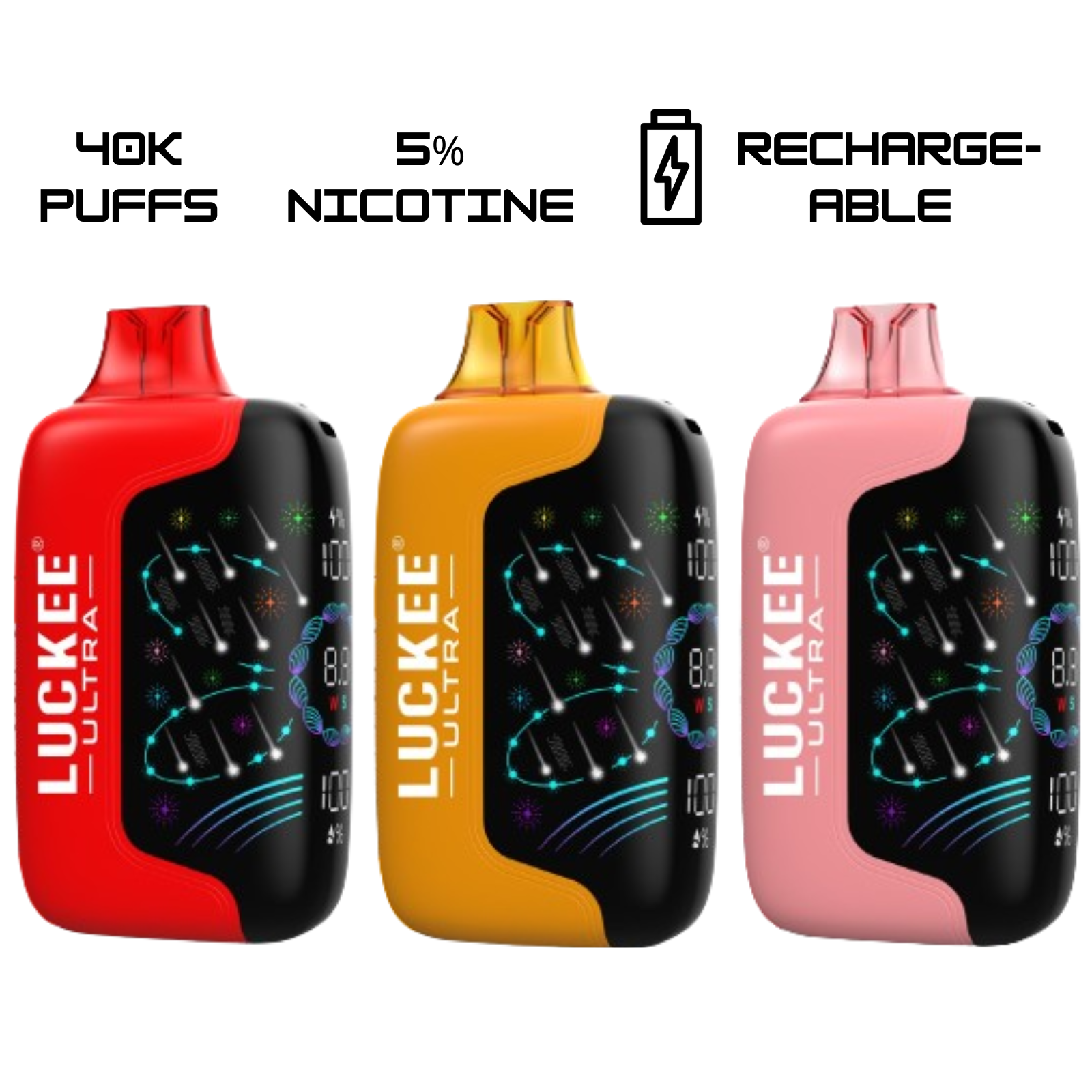 Luckee Ultra 40000 Puffs Adjustable Airflow Stylish 3D Design Disposable Vape 5% 50mg NIC