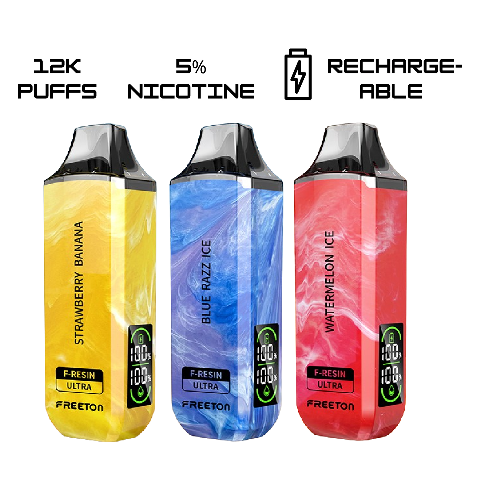 Freeton F-Resin Ultra 12000 Puffs Disposable Vape 5% 50mg Nic