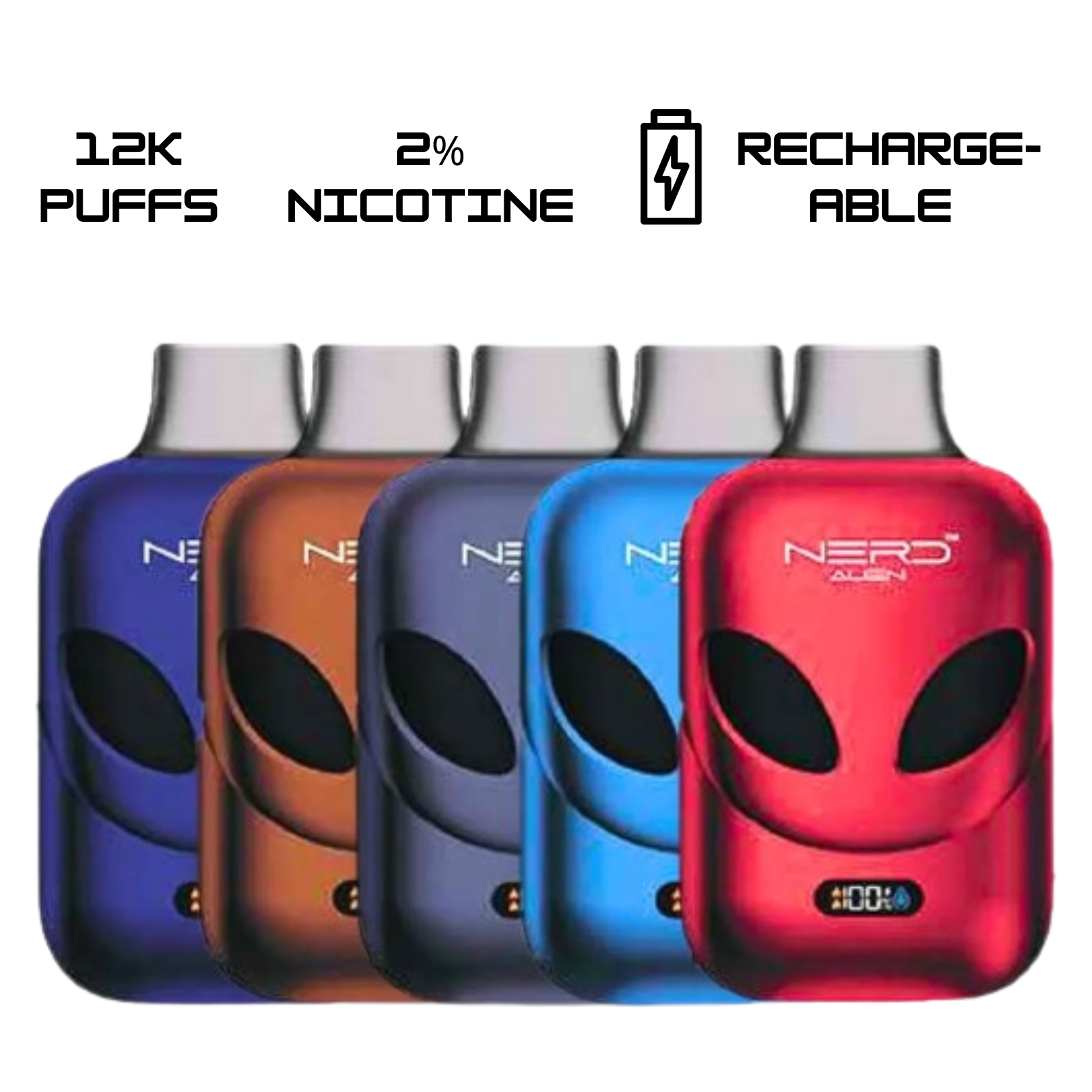 NERD Alien 12000 Puffs Disposable Vape 2% 20mg Nic 7 Flavors – Puff.AE