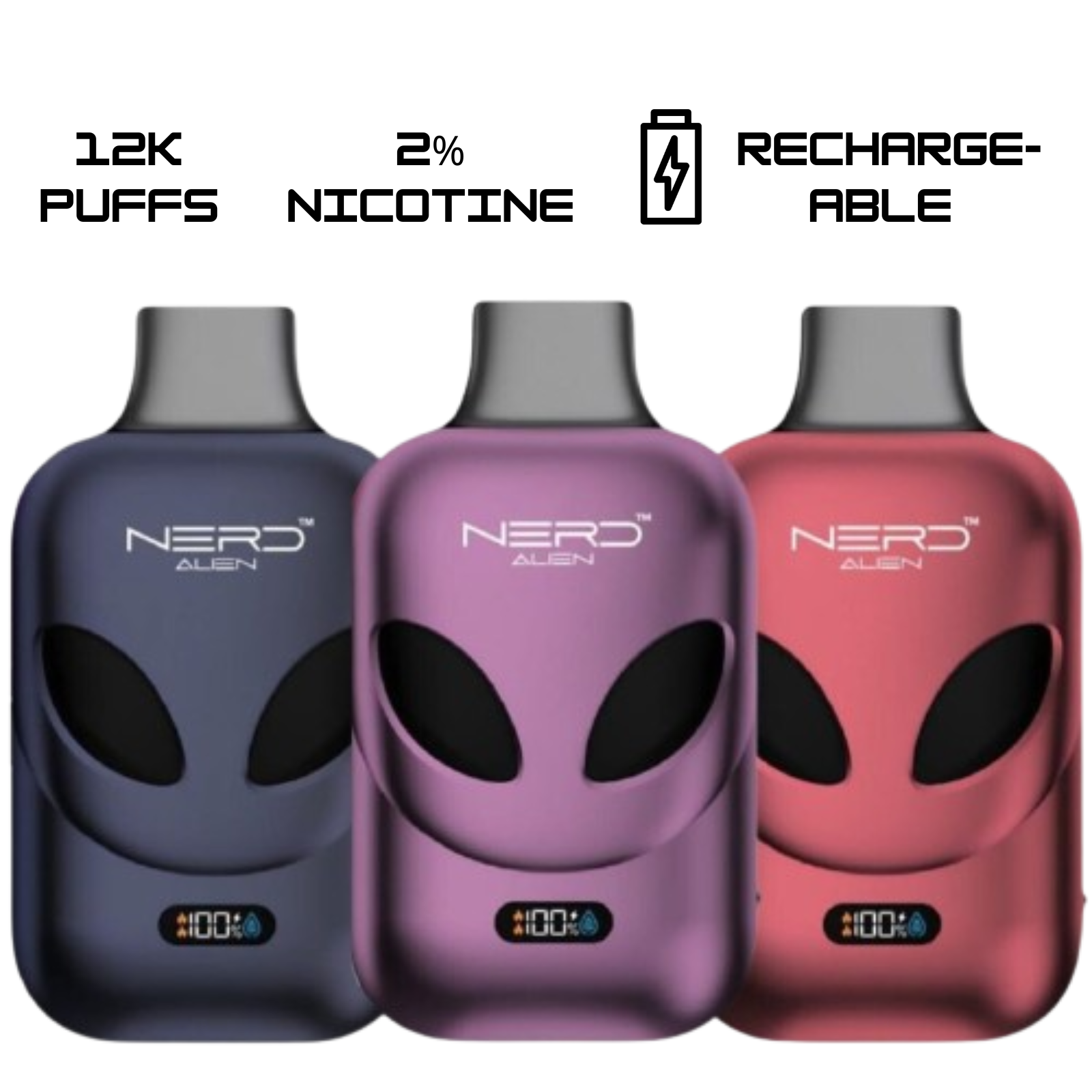 NERD Alien 12000 Puffs Disposable Vape 2% 20mg Nic 10 Flavors