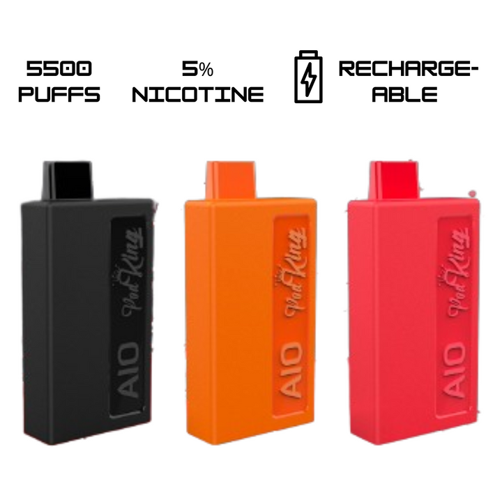 Pod King AIO 5500 Puffs Disposable Vape 5% 50mg Nic 6 Flavors