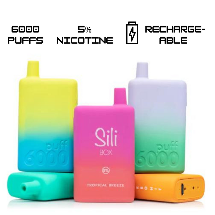 Sili Box Turbo Hit 6000 Puffs  Disposable Vape 5% 50mg Nic 20 Flavors