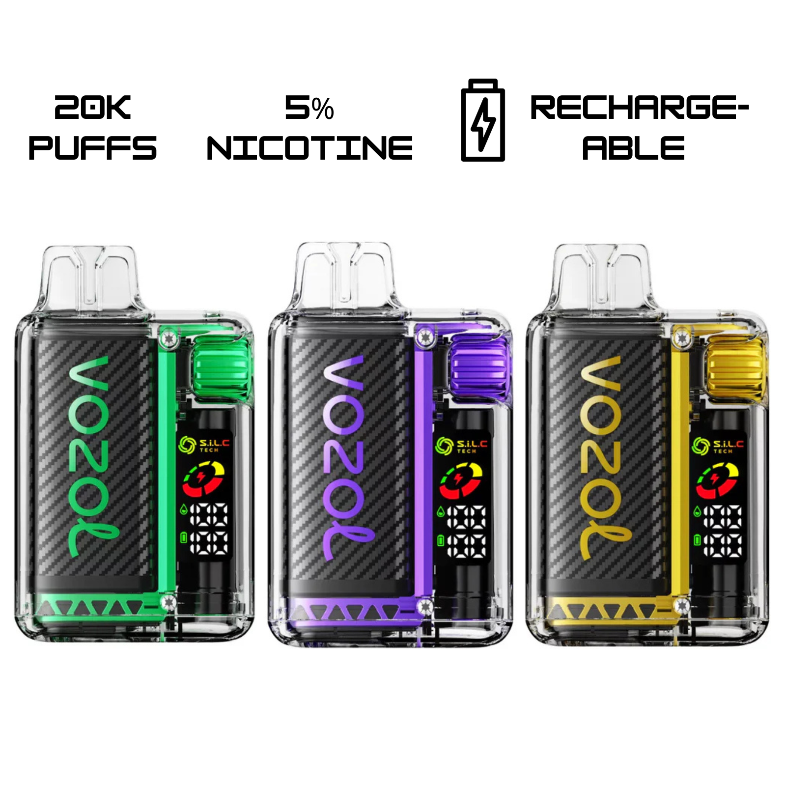 Vozol Vista 20000 Puffs with 6 Power Levels Disposable Vape 5% 50mg NIC