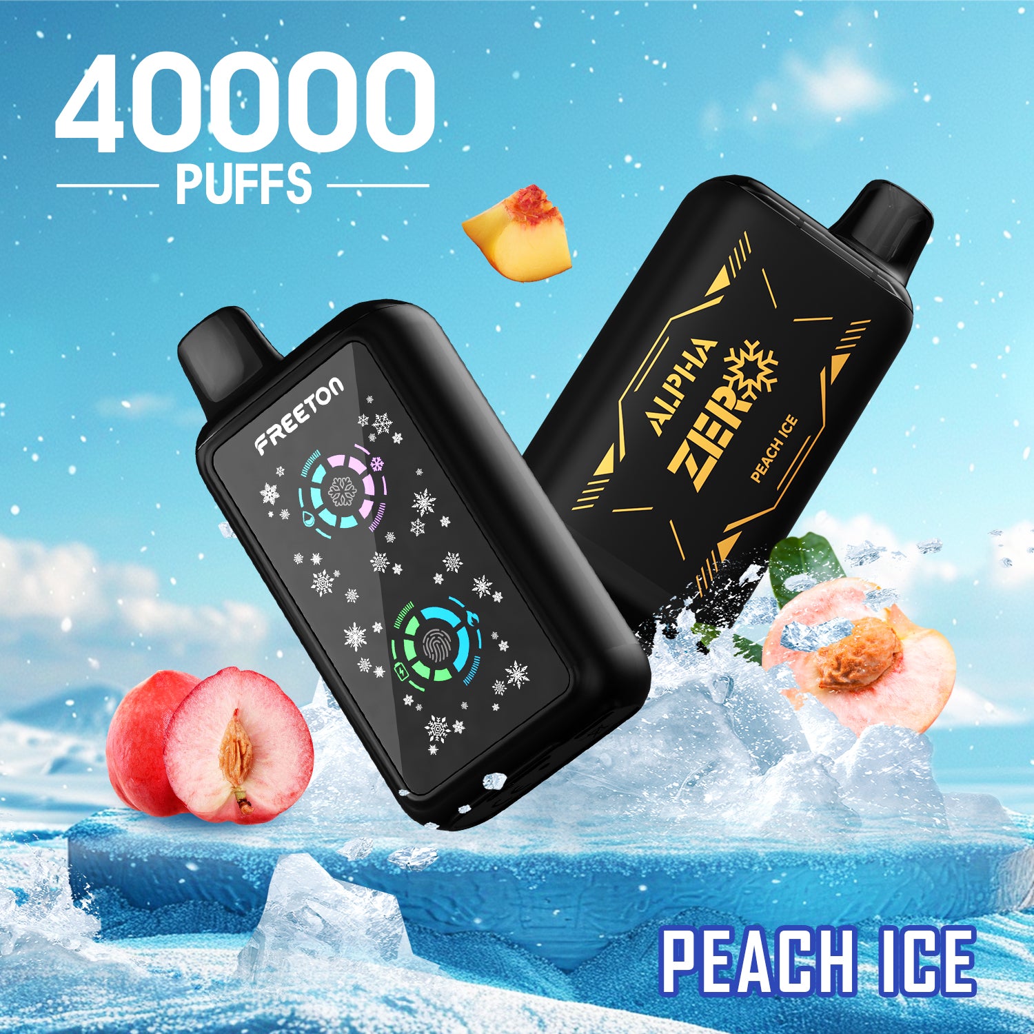 Freeton Alpha Zero 40000 Puffs ADJUSTABLE ICE LEVELS  Disposable Vape 5% 50mg Nic