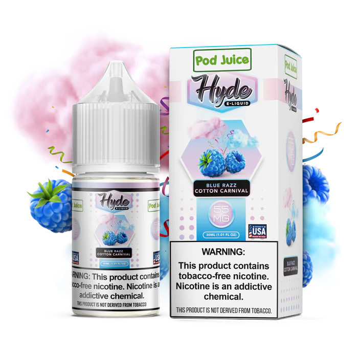 Pod Juice X Hyde      BLUERAZZCOTTONCARNIVAL Vape Salt best in dubai